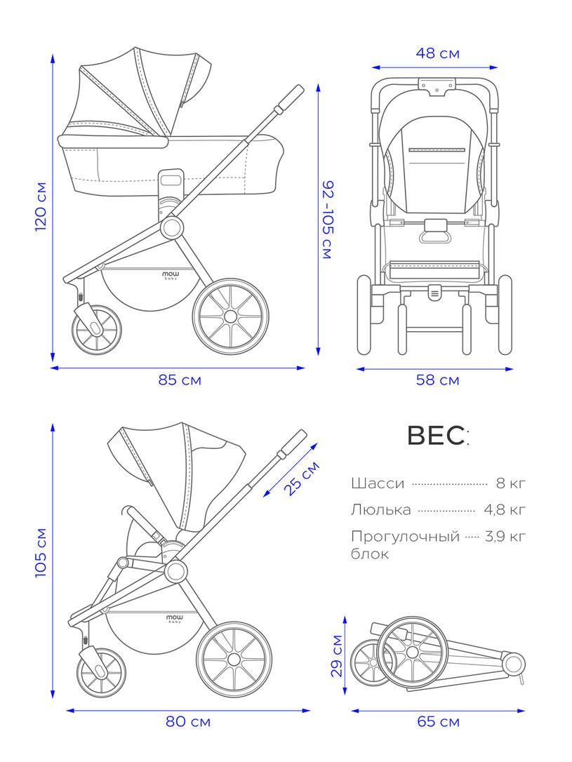 Коляска 3 в 1 Mowbaby Zoom PU Forest green