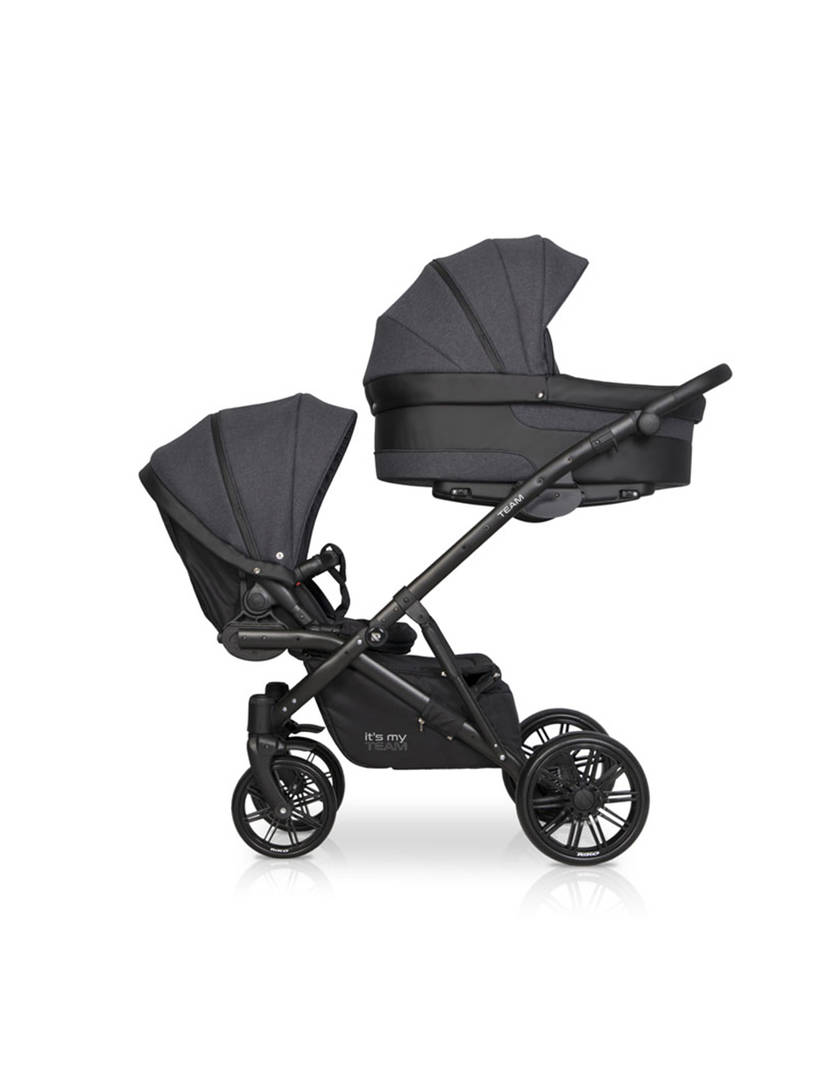 Коляска для двойни 2 в 1 Riko Team 2020 темно-серый