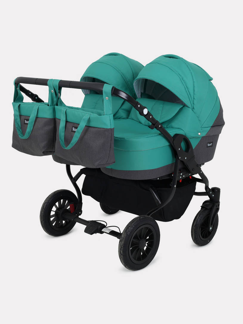 Коляска для двойни 2 в 1 Rant Siena Duo 11 серый-темно-зеленый