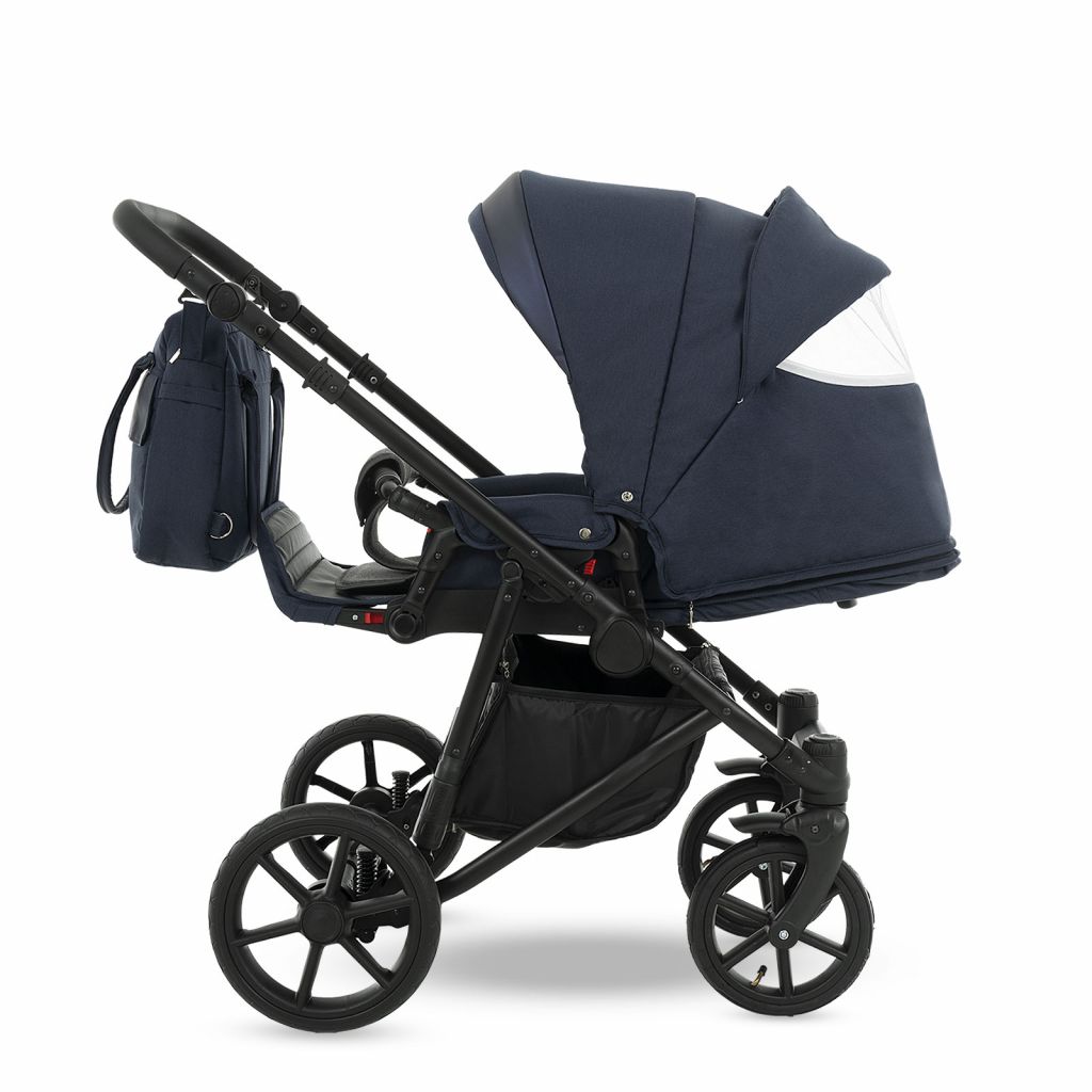 Коляска 2 в 1 Camarelo Ollio, Синий меланж / Синяя эко-кожа (04)