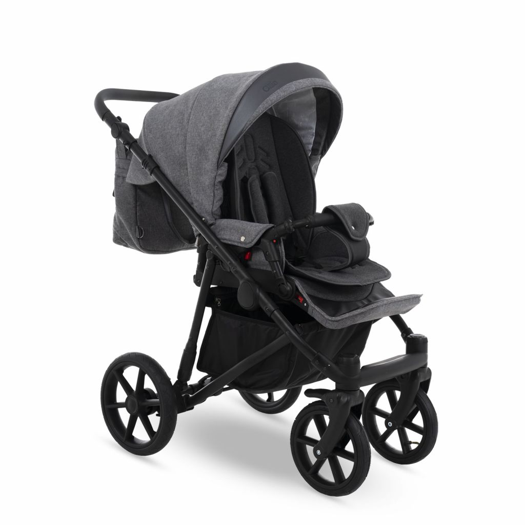Коляска 2 в 1 Camarelo Ollio, Серый меланж / Темно-серая эко-кожа (01)