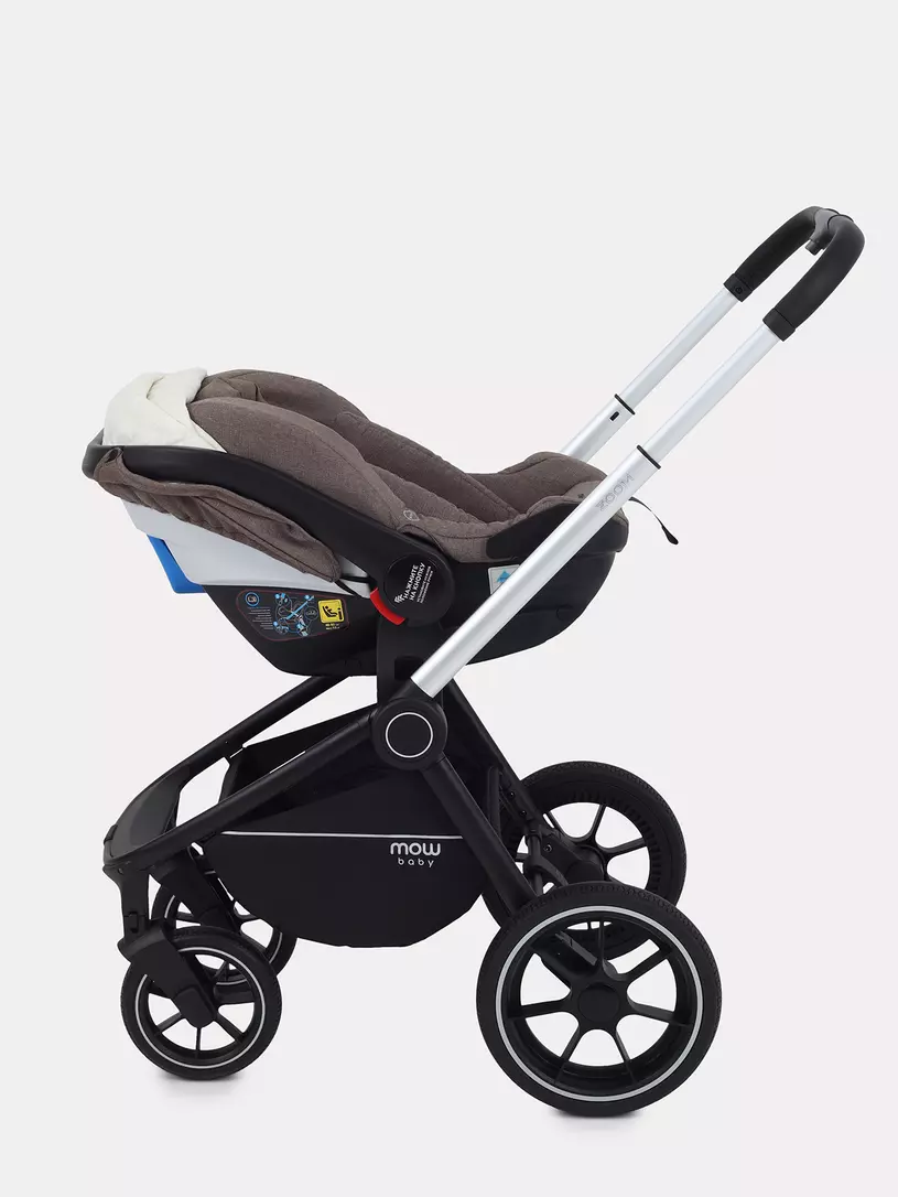 Коляска 3 в 1 Mowbaby Zoom PU silver cacao brown
