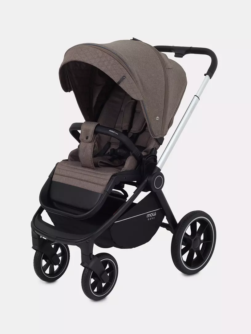 Коляска 3 в 1 Mowbaby Zoom PU silver cacao brown