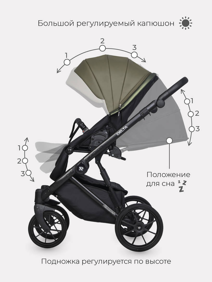 Коляска 2 в 1 RIKO BASIC DELTA ECCO 13 Olive
