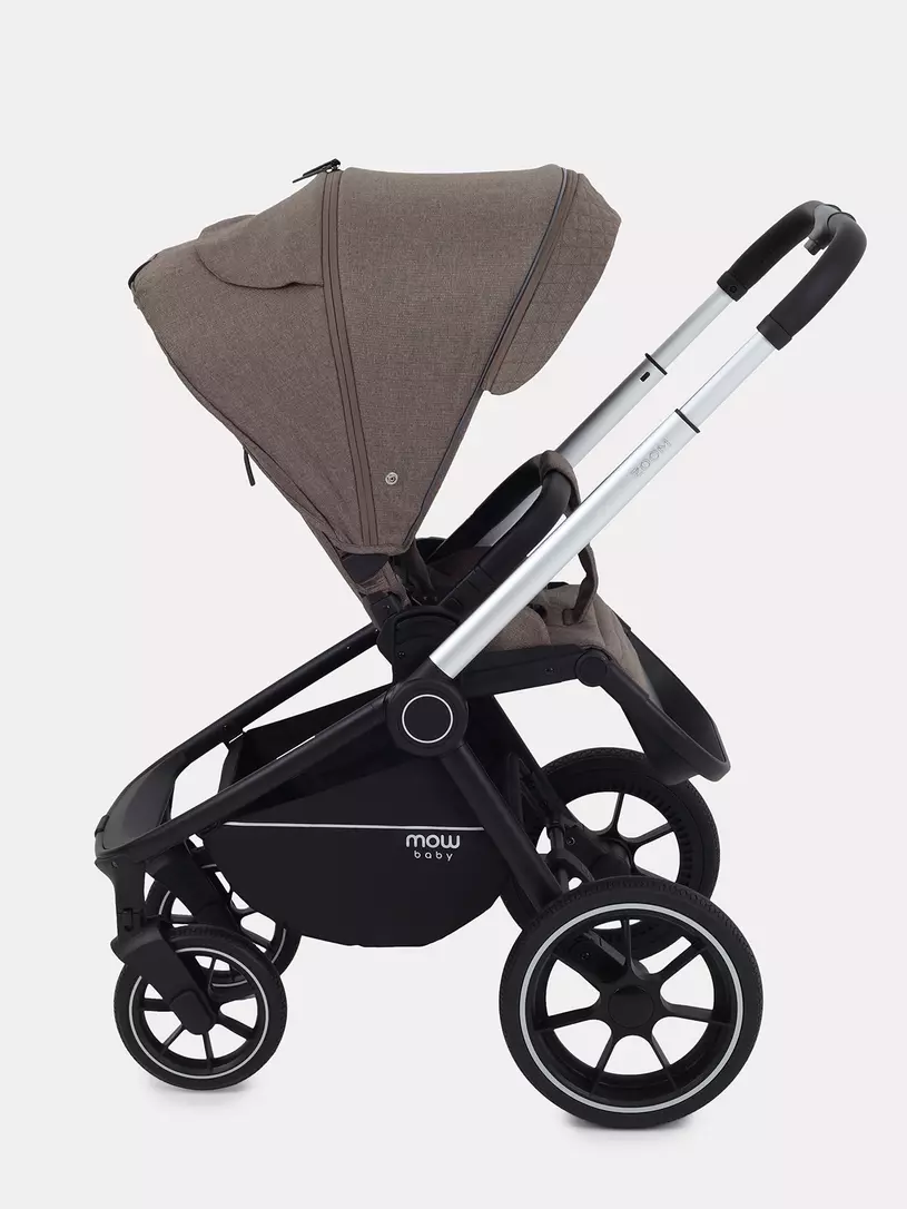 Коляска 3 в 1 Mowbaby Zoom PU silver cacao brown