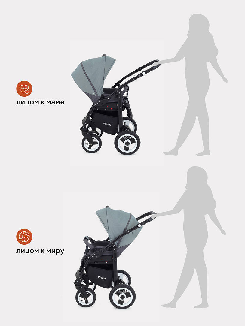 Коляска 3 в 1 Rant Dream 06 серый-зеленый