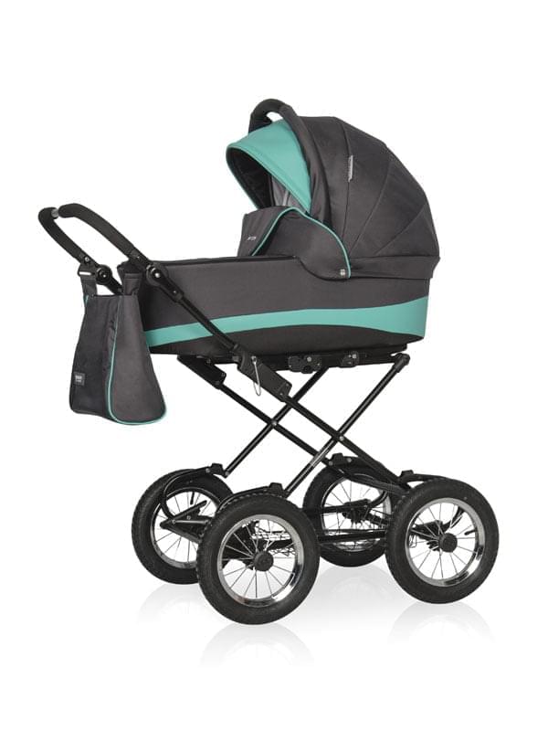 Коляска 2 в 1 Riko Basic Alfa Ecco Classic 04 черно-голубой