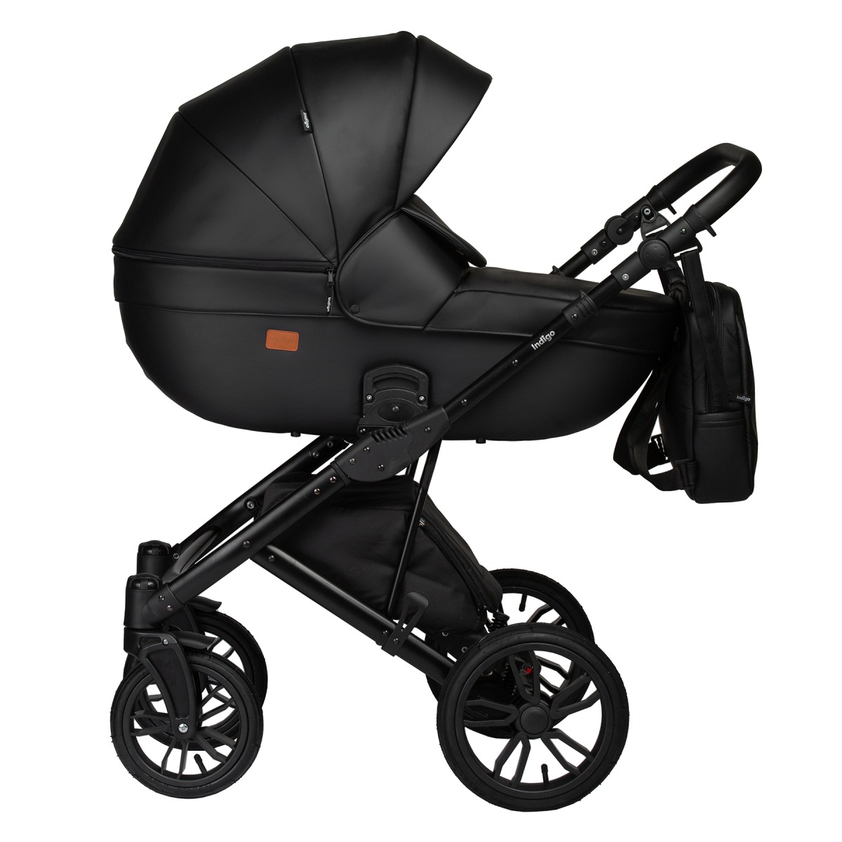 Коляска 2 в 1 Indigo Mio Eco, 01 (Черная кожа)