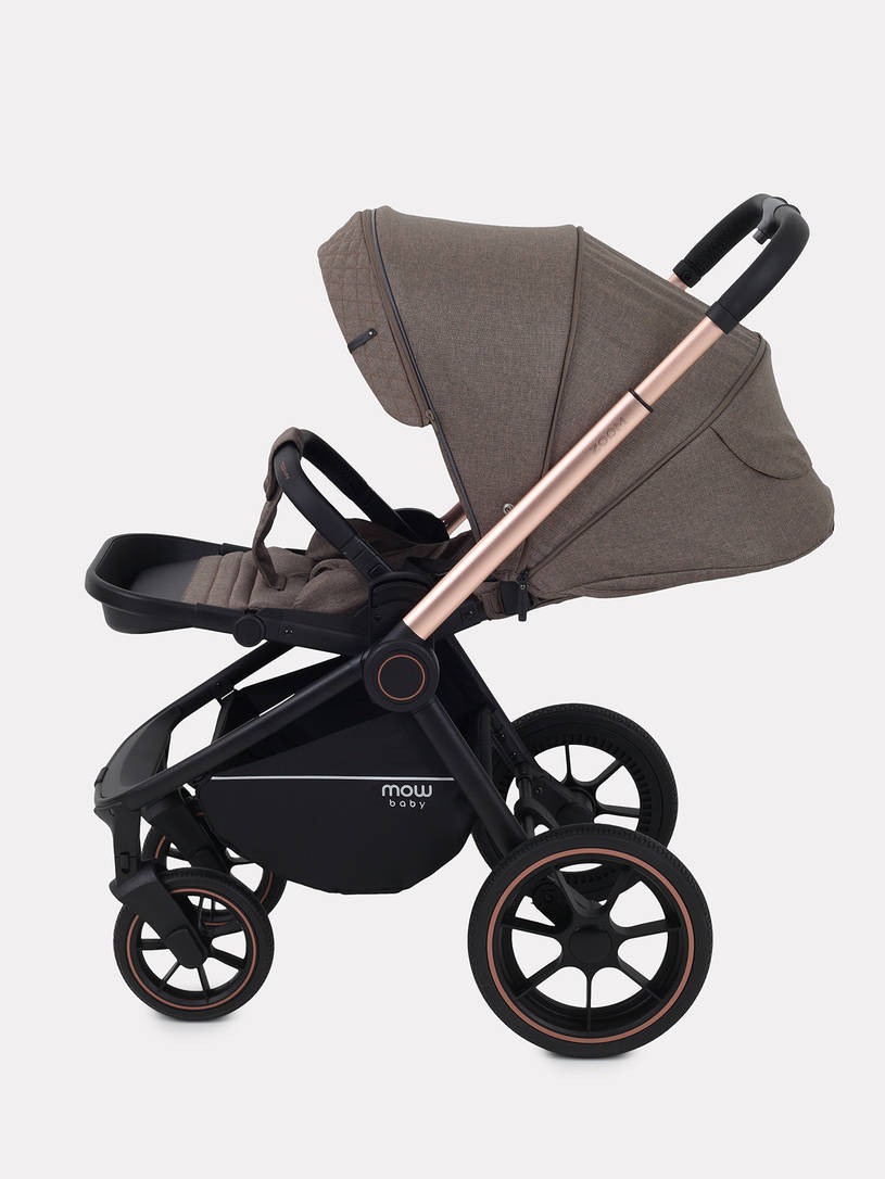 Коляска 2 в 1 Mowbaby Zoom PU gold cacao brown