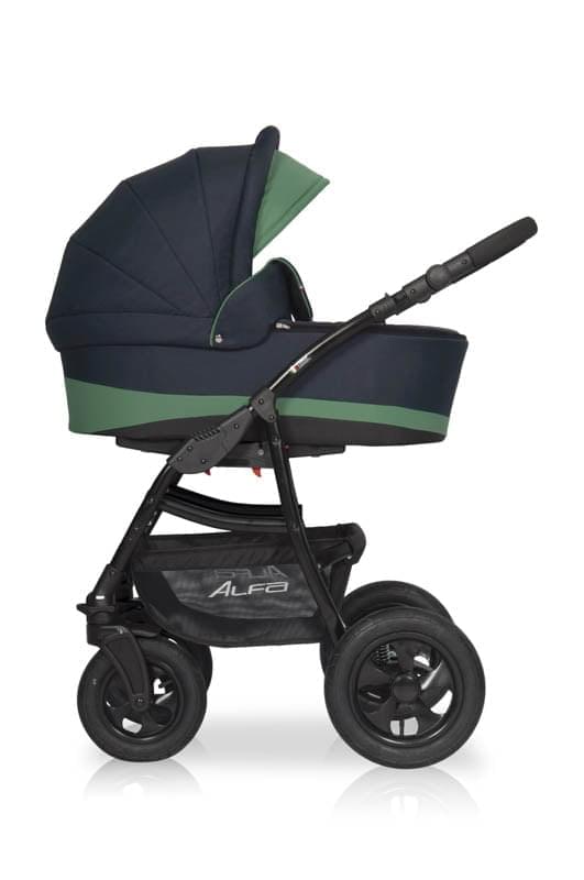 Коляска 2 в 1 Riko Basic Alfa 02 черно-зеленый