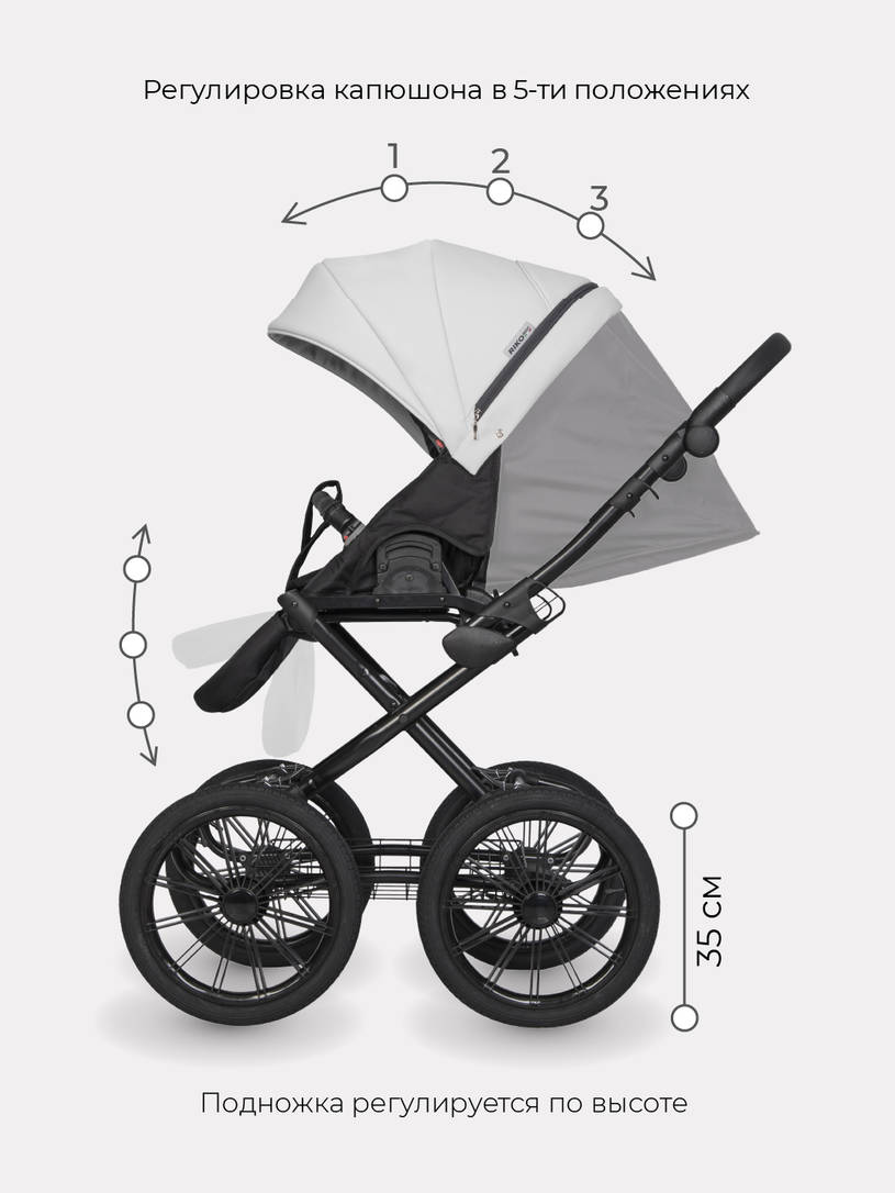 Коляска 2 в 1 Riko Basic Aicon Ecco Prestige 02 белый