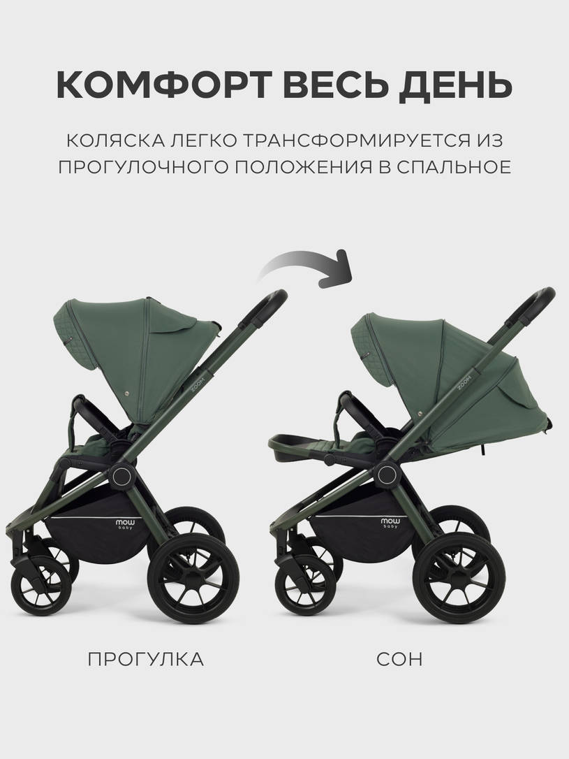 Коляска 2 в 1 Mowbaby Zoom PU Forest green