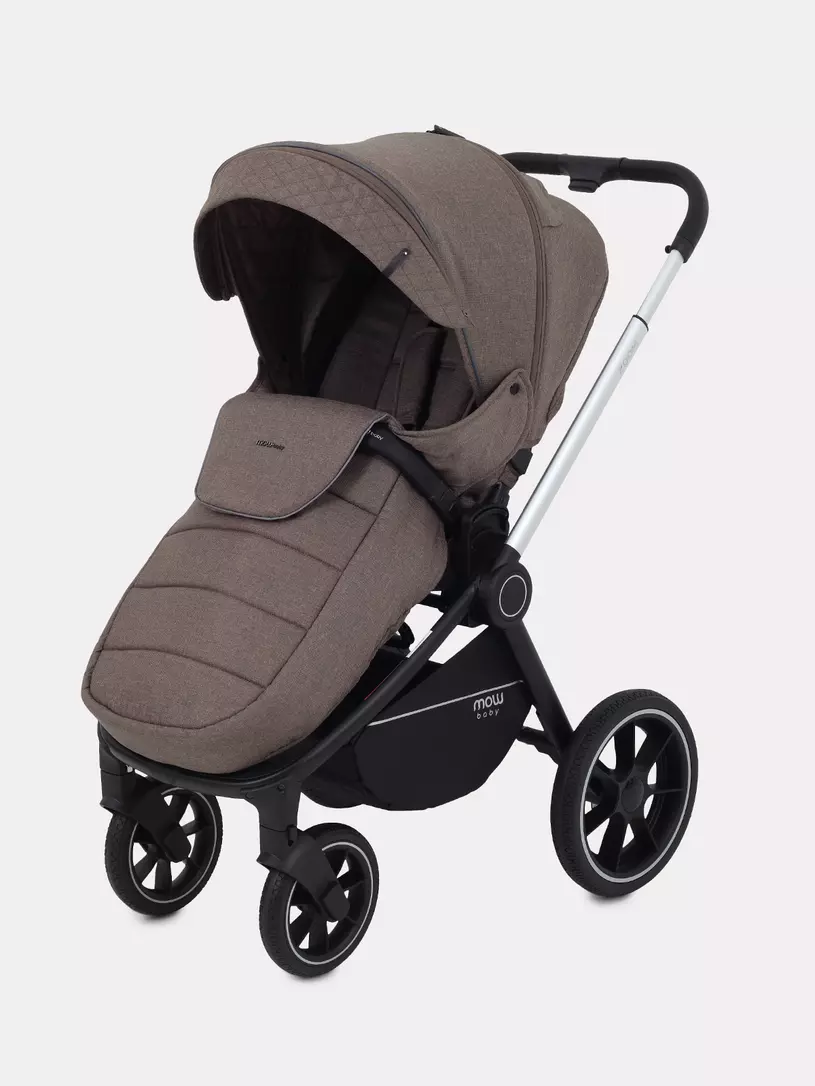 Коляска 3 в 1 Mowbaby Zoom PU silver cacao brown