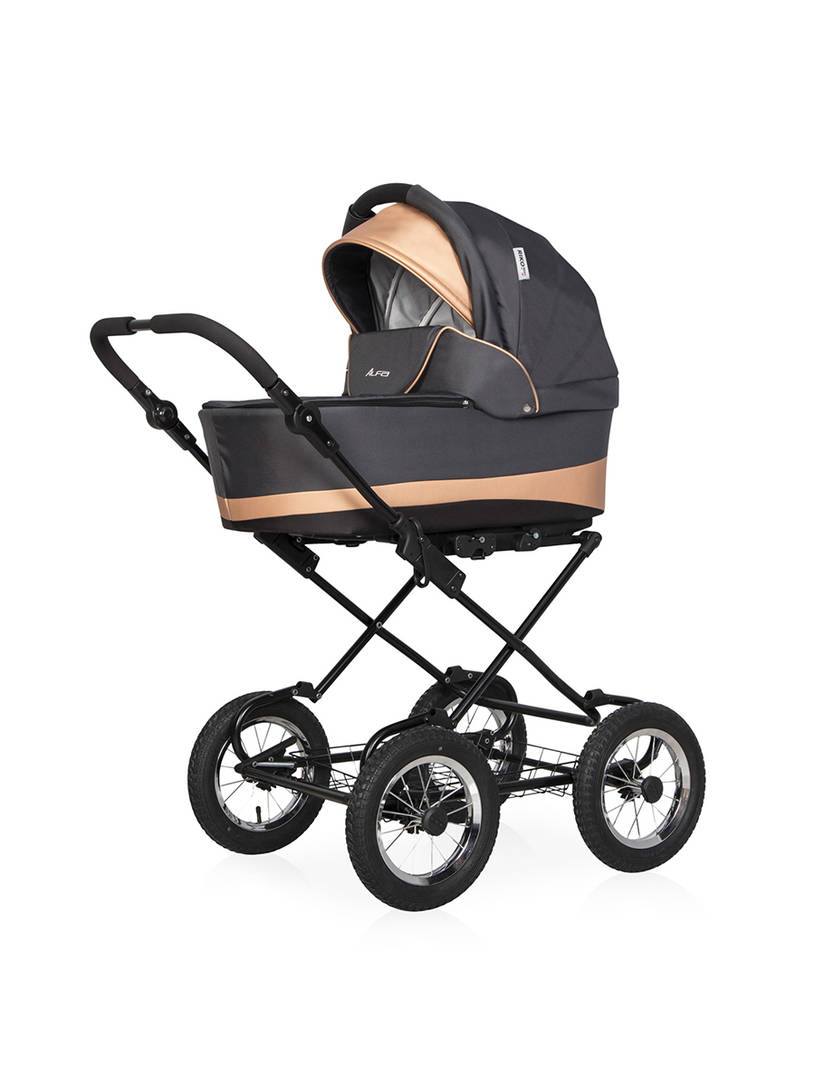 Коляска 2 в 1 Riko Basic Alfa Ecco Classic 02 черно-золотистый