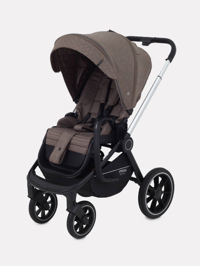 Коляска 2 в 1 Mowbaby Zoom PU silver cacao brown