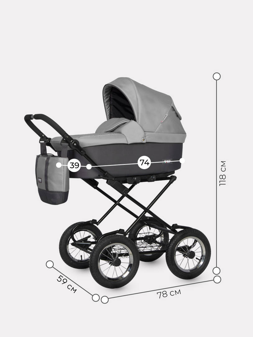 Коляска 2 в 1 Riko Basic Bella 01 серый