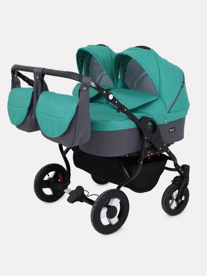 Коляска для двойни 2 в 1 Rant Dream Duo 08 серый-темно-зеленый
