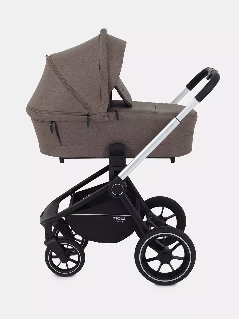 Коляска 3 в 1 Mowbaby Zoom PU silver cacao brown