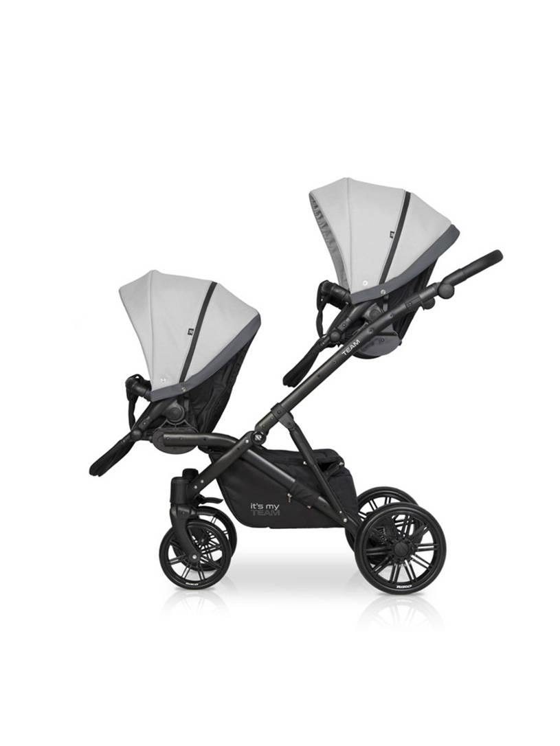 Коляска для двойни 2 в 1 Riko Team 2020 серый
