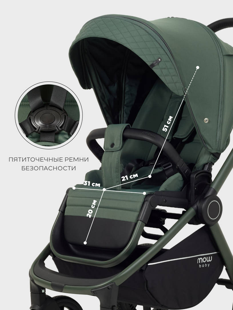 Коляска 3 в 1 Mowbaby Zoom PU Forest green
