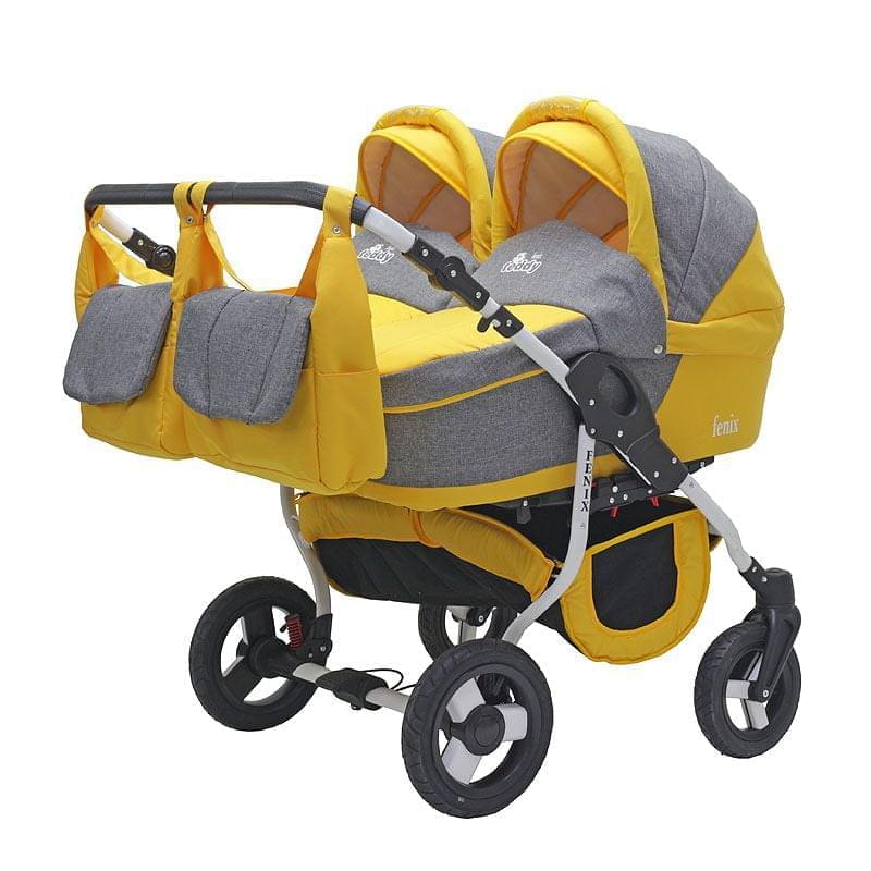 Коляска для двойни 2 в 1 Bart-Plast Fenix Duo 07 серо-желтый