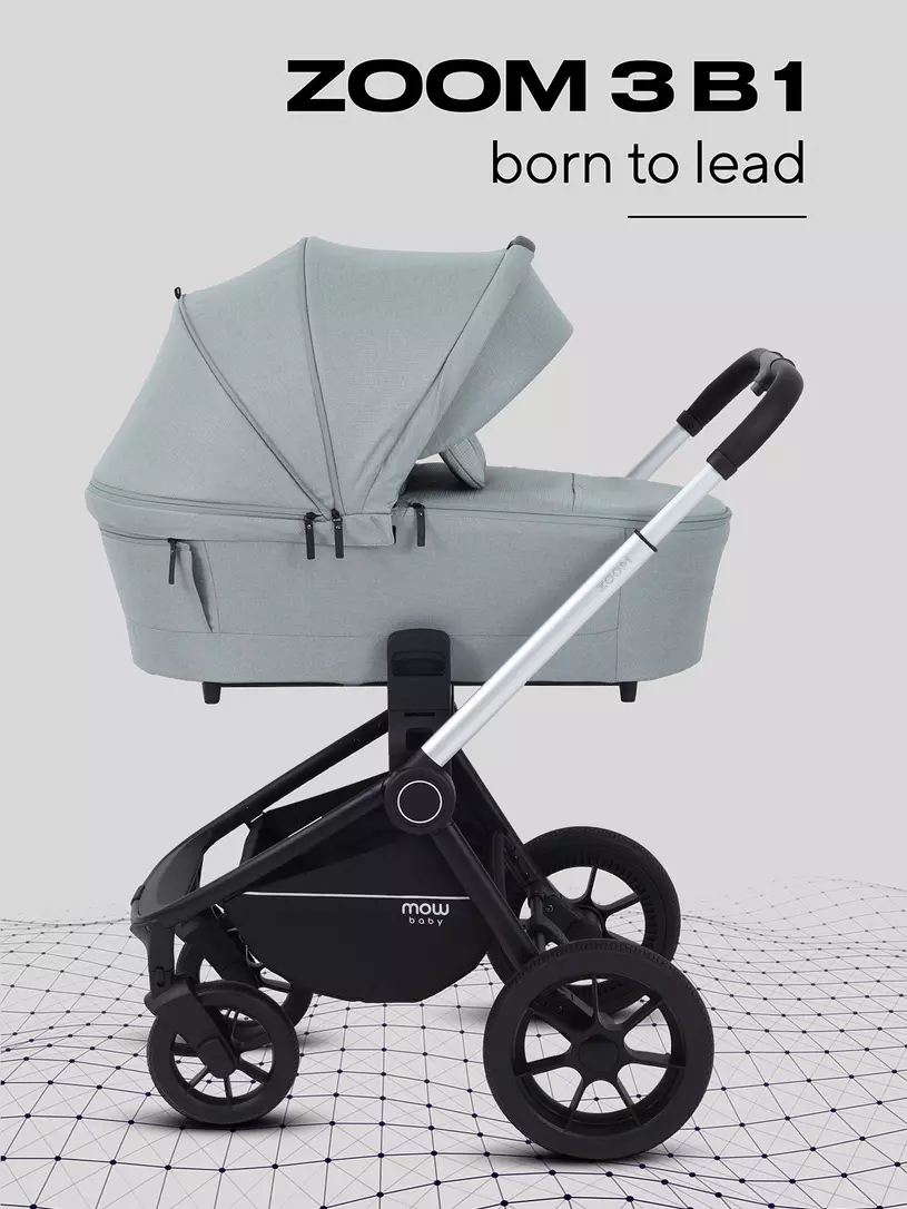 Коляска 3 в 1 Mowbaby Zoom Silver 2025 green tea