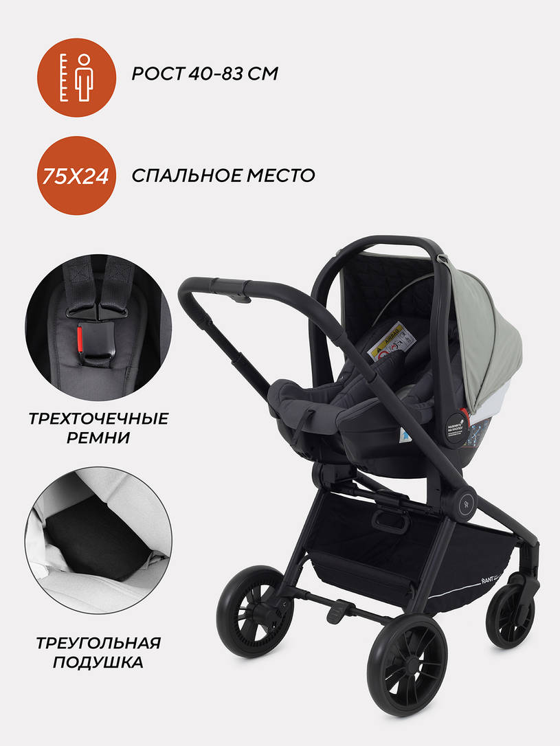 Коляска 3 в 1 Rant Basic Energy Green 2024