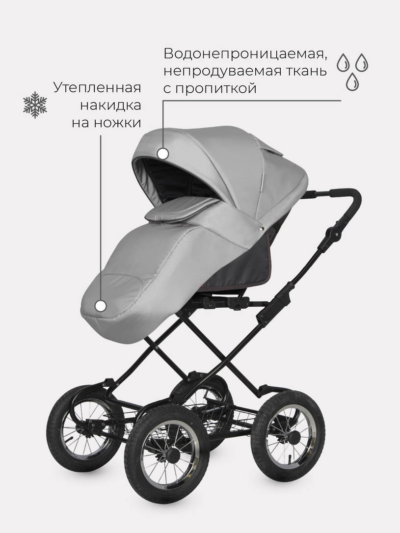 Коляска 2 в 1 Riko Basic Bella 01 серый