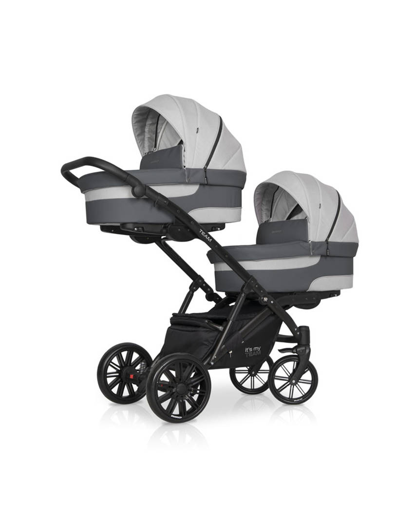 Коляска для двойни 2 в 1 Riko Team 2020 серый