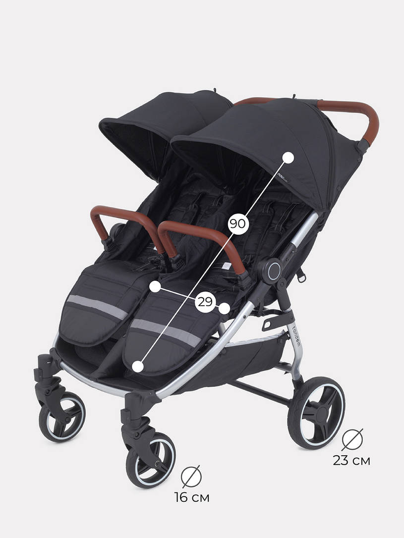 Коляска для близнецов MOWBABY Tandem MB170 Black