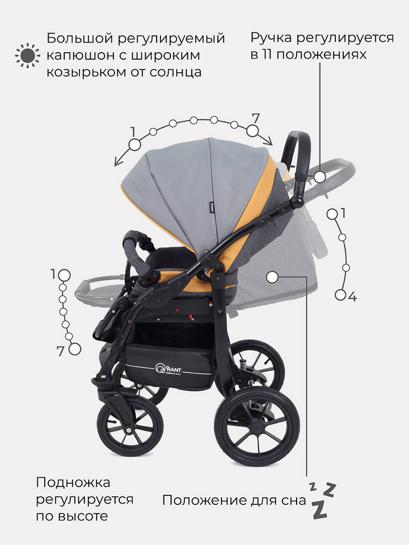 Коляска 3 в 1 Rant Patio Grey/yellow