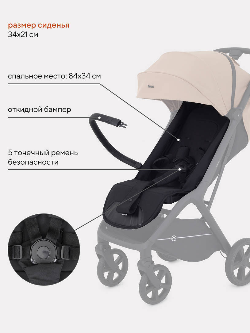 Коляска прогулочная Rant Lumos Latte beige