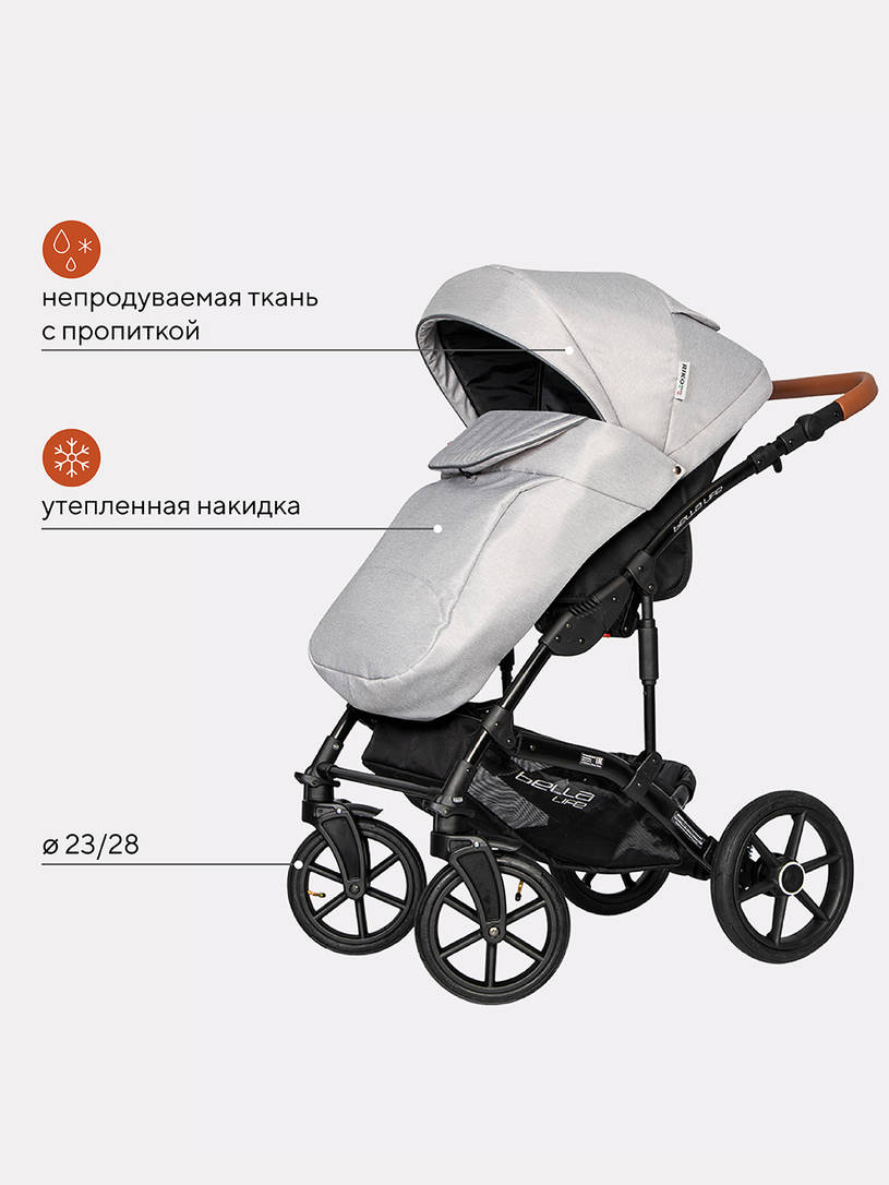 Коляска 2 в 1 Riko Basic Bella Life 01 Gray-Fox серый