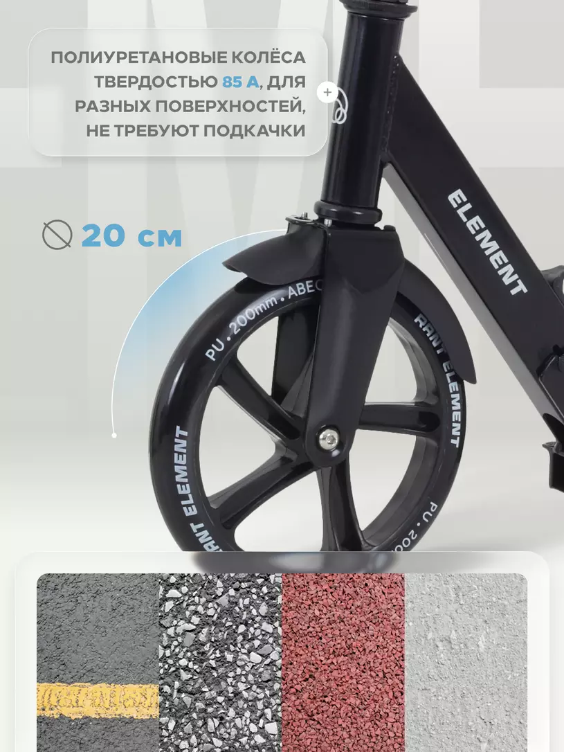 Самокат 2-х колесный Rant Element черный