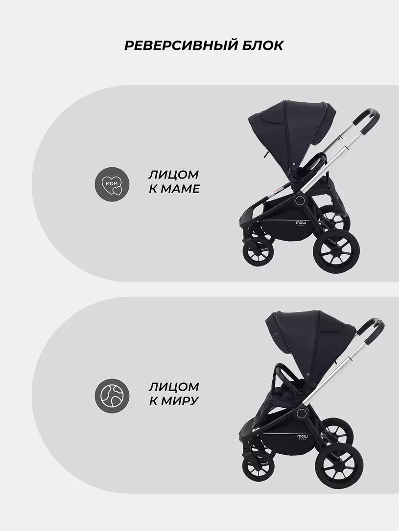 Коляска 3 в 1 Mowbaby Zoom Silver 2025 black