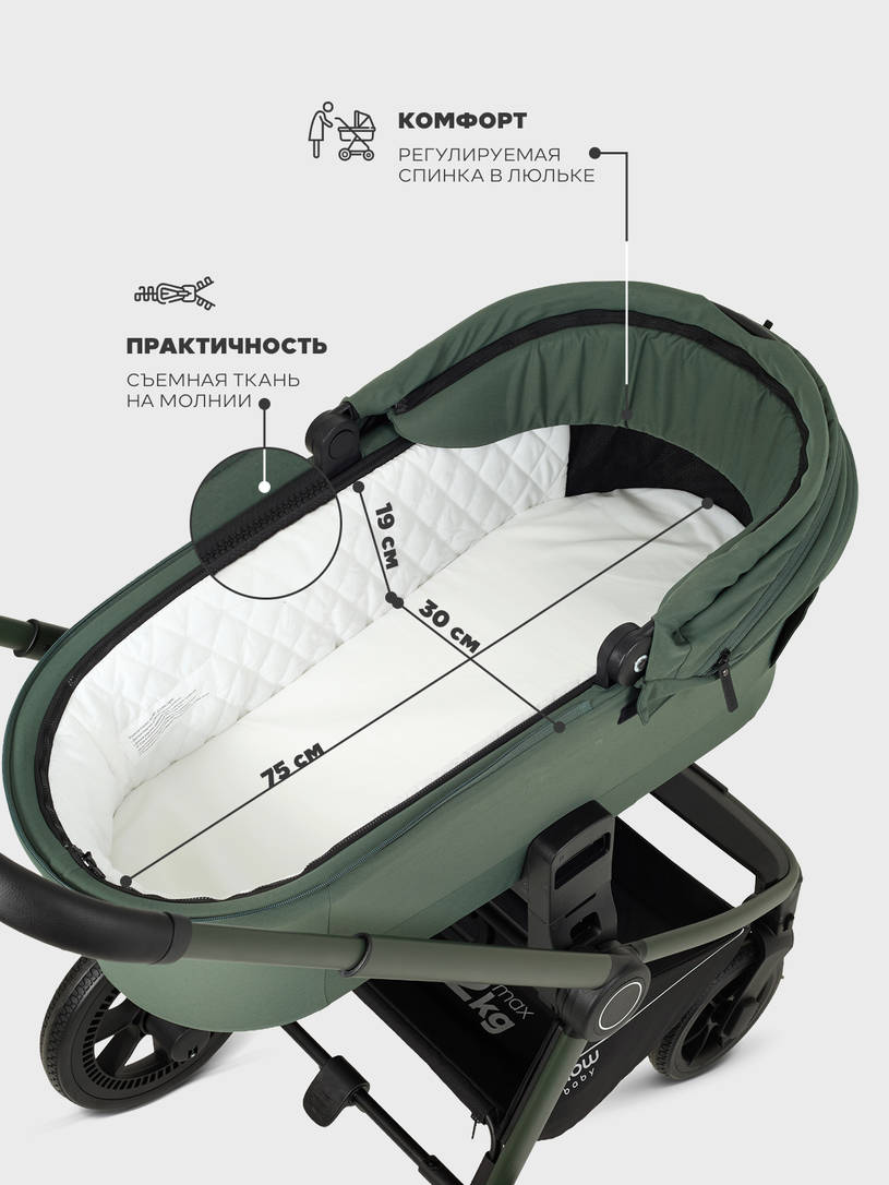Коляска 3 в 1 Mowbaby Zoom PU Forest green