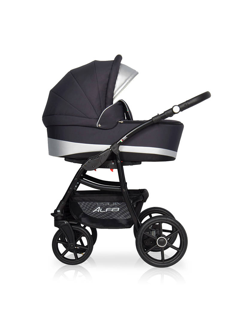 Коляска 2 в 1 Riko Basic Alfa Ecco 01 черно-серебристый