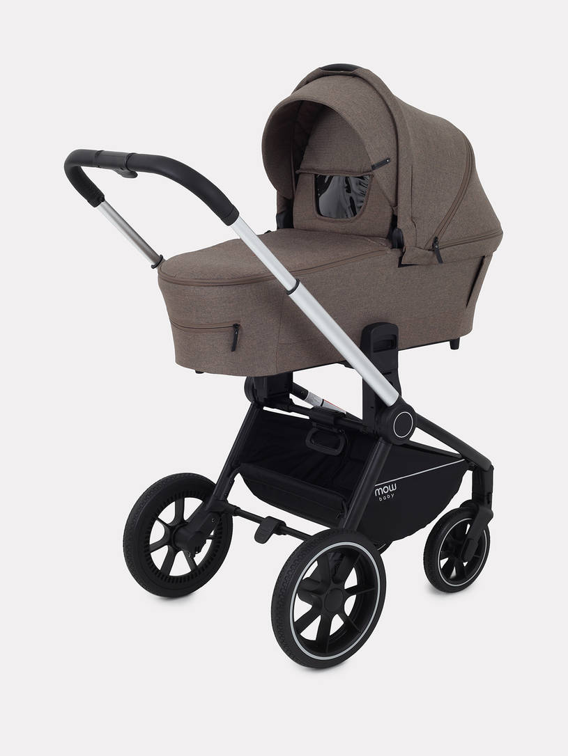 Коляска 2 в 1 Mowbaby Zoom PU silver cacao brown
