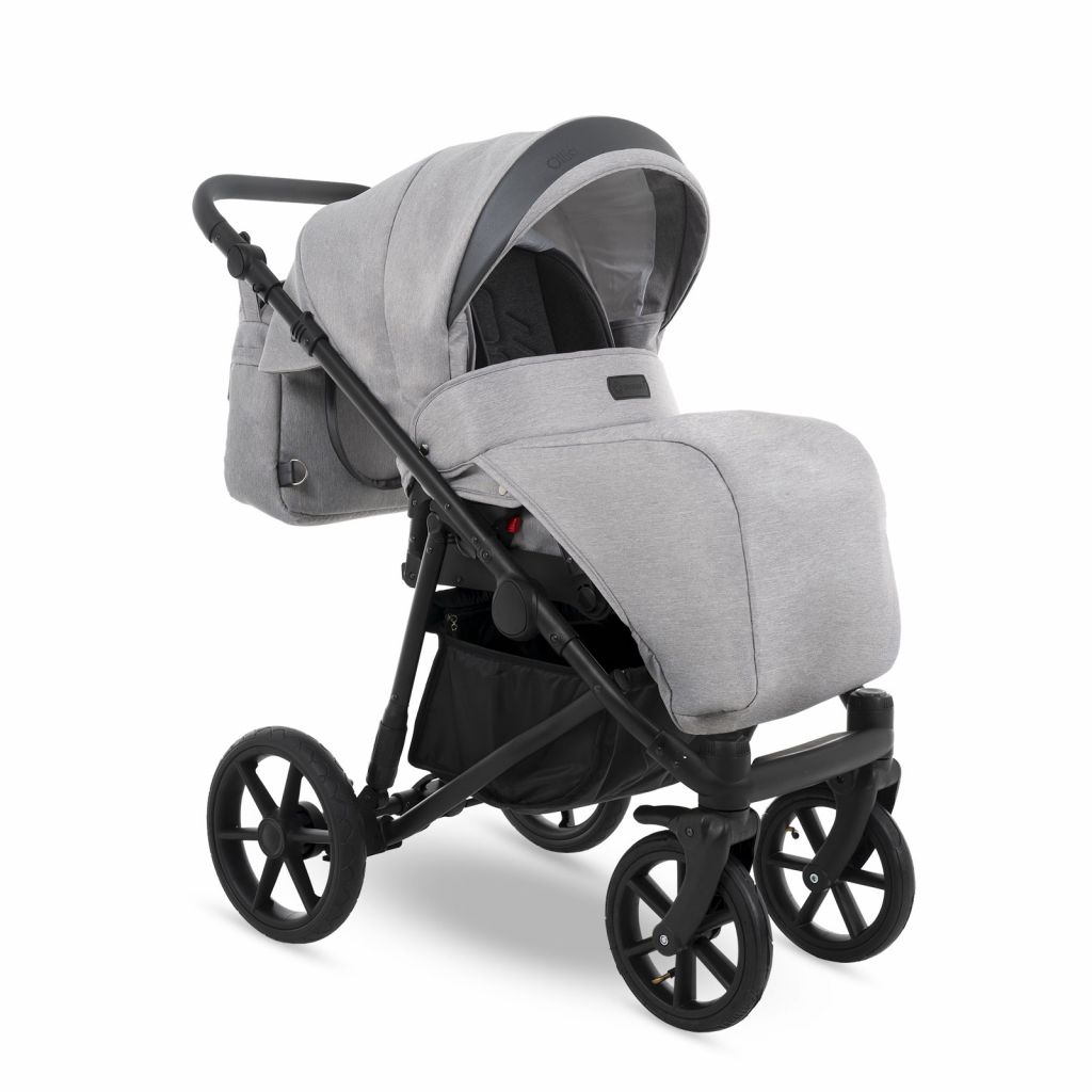 Коляска 2 в 1 Camarelo Ollio, Светло-серый меланж / Темно-серая эко-кожа (07)