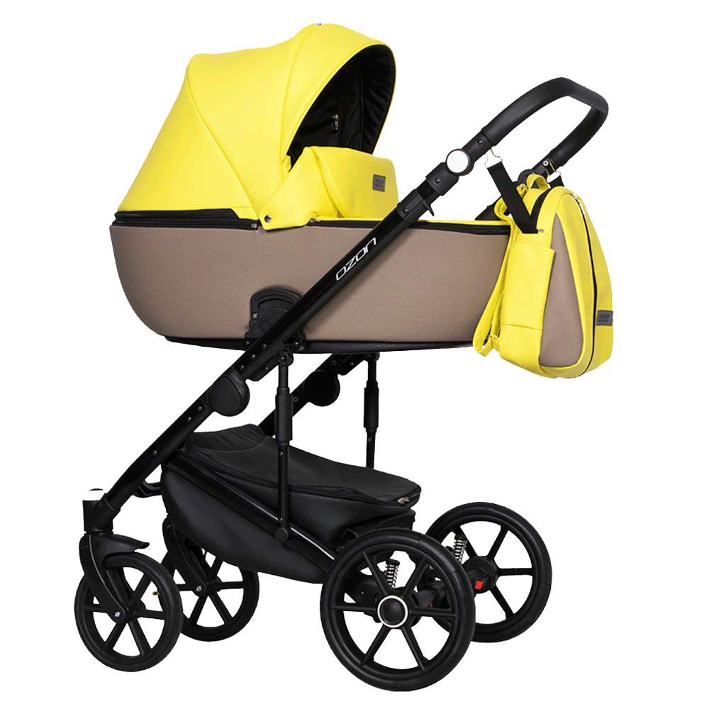 Коляска 2 в 1 Riko Basic Ozon Ecco 26, лимонный-бежевый