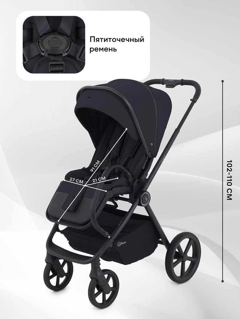 Коляска 2 в 1 Rant Teo Black