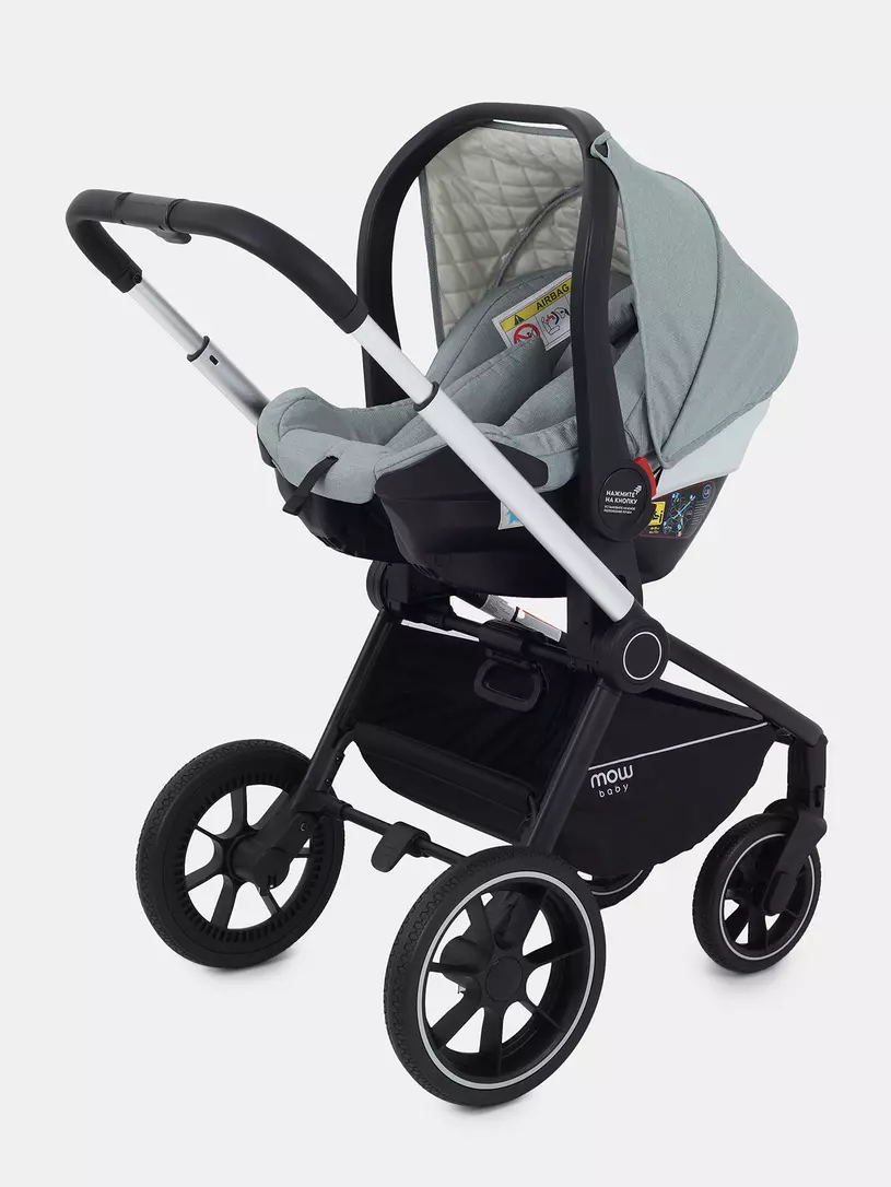 Коляска 3 в 1 Mowbaby Zoom PU silver green tea