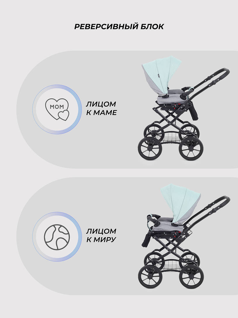 Коляска 2 в 1 Rant Dream Classic 2024 10 серый-ментоловый