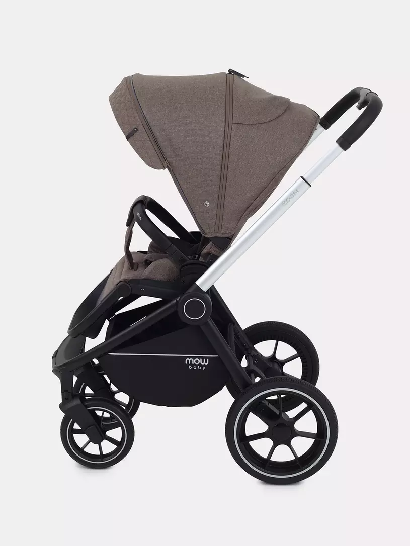 Коляска 3 в 1 Mowbaby Zoom PU silver cacao brown