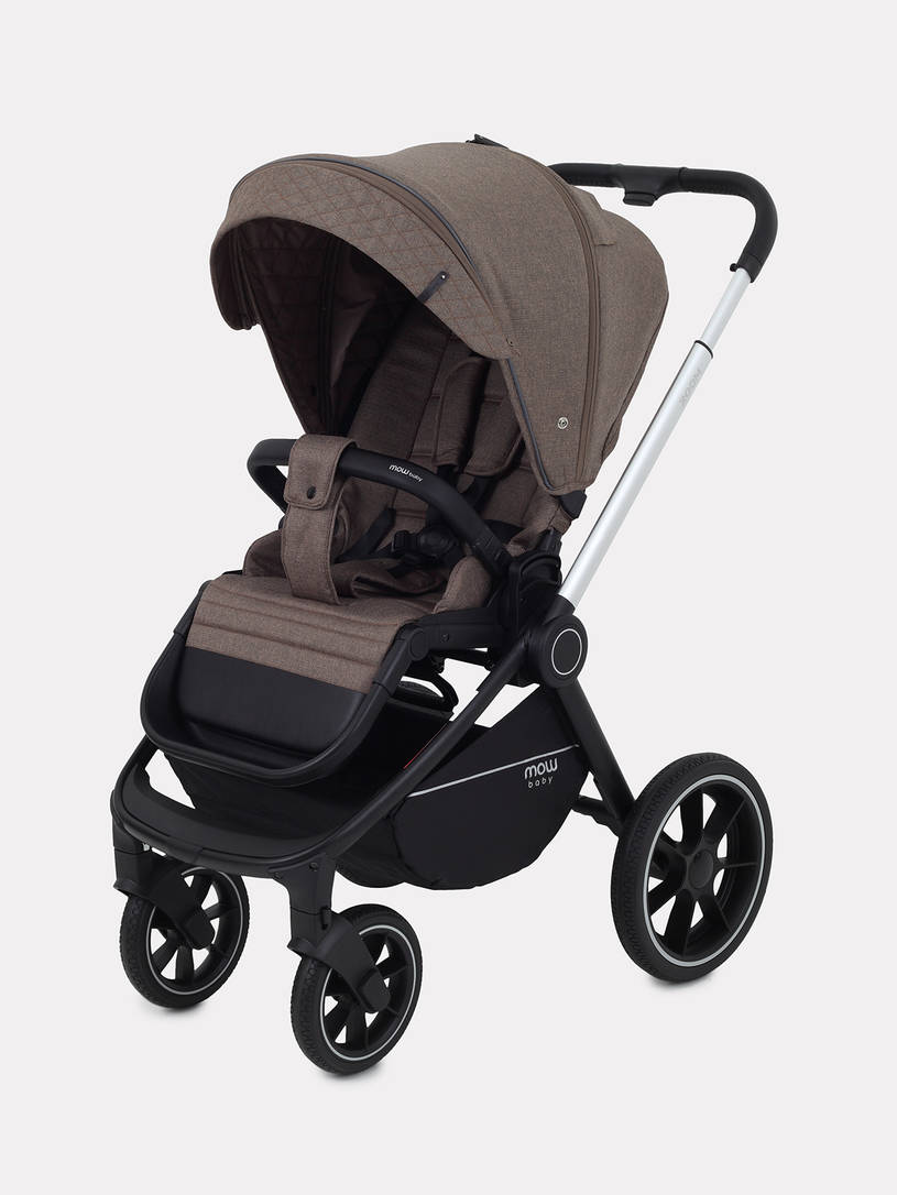 Коляска 2 в 1 Mowbaby Zoom PU silver cacao brown