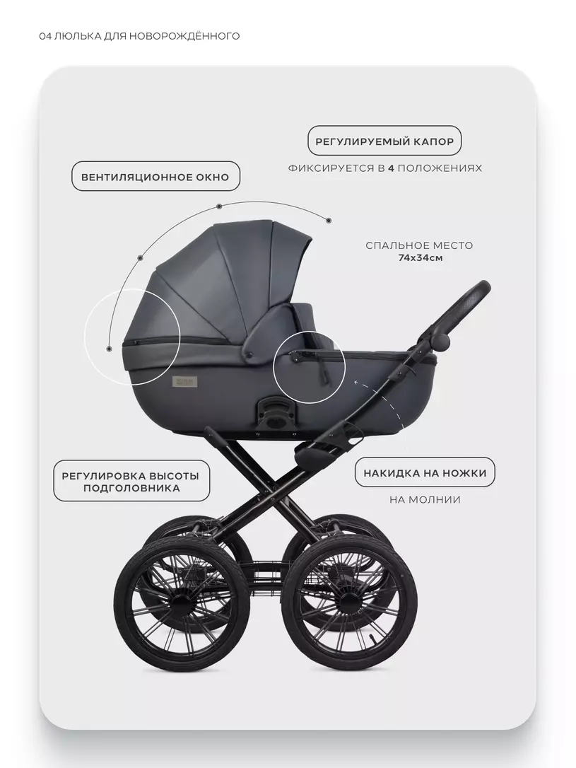 Коляска 2 в 1 Riko Basic Montana X Ecco Prestige 24 Graphite