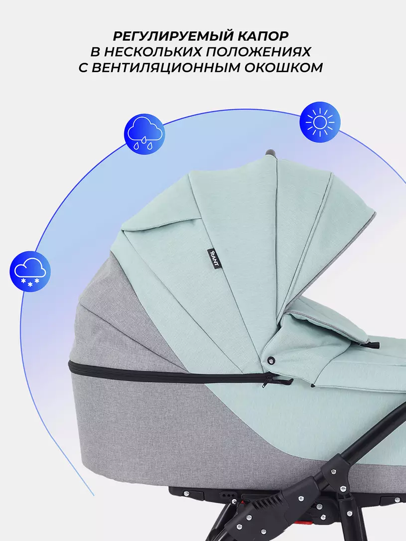 Коляска 3 в 1 Rant Siena 2024 10 серый-ментоловый