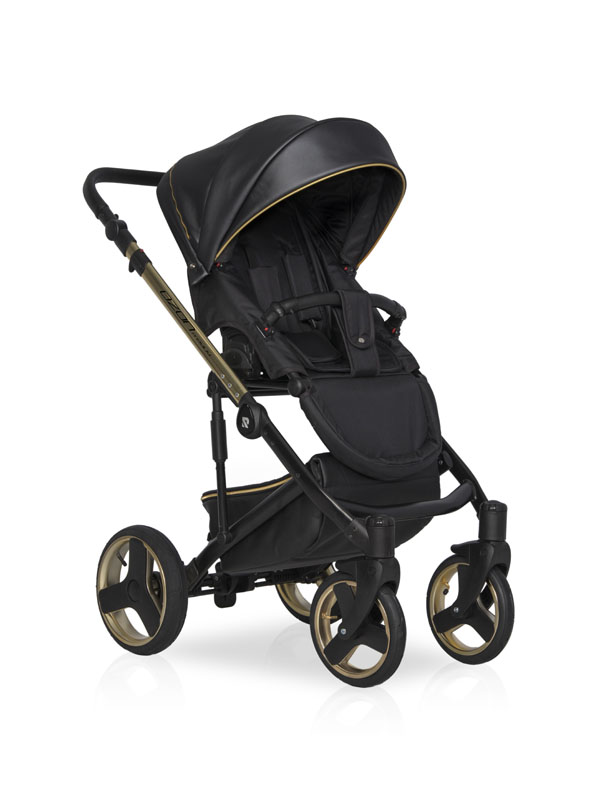 Коляска 2 в 1 Riko Basic Ozon Premium 34 чёрный-золотой