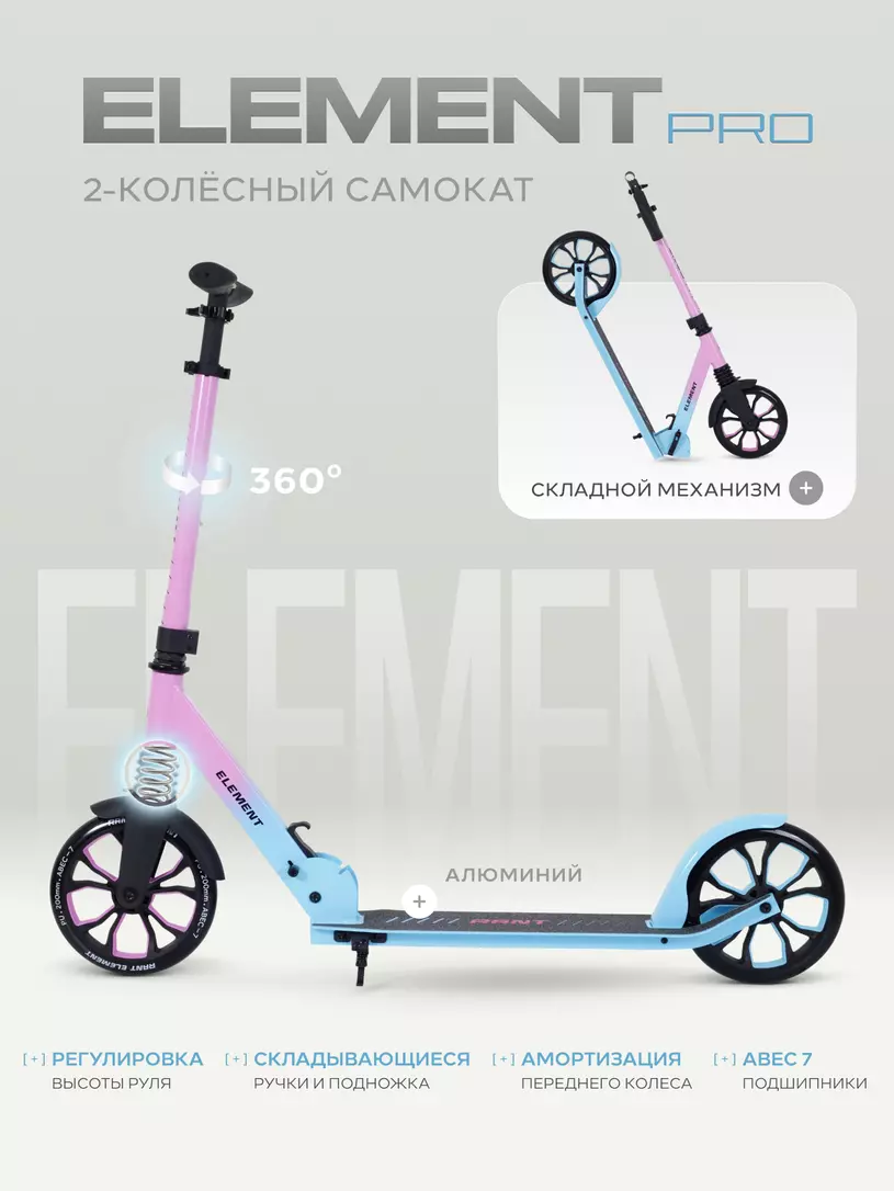 Самокат 2-колесный Rant Element PRO Blue-pink