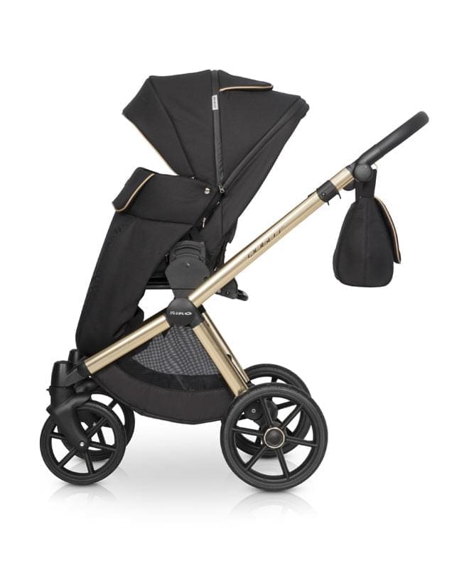 Коляска 2 в 1 Riko Qubus 05 черно-золотой